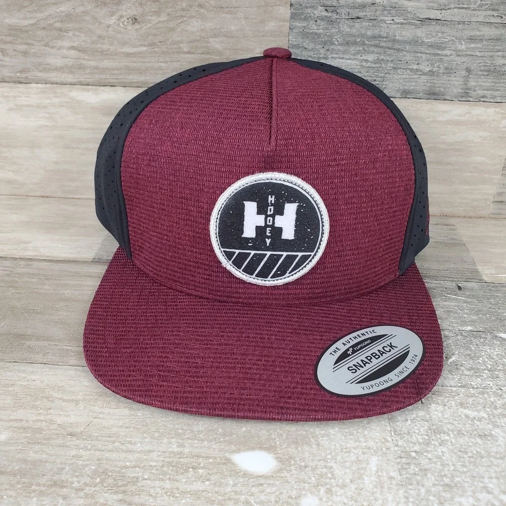 Hooey Mens Patch Logo Adjustable Snapback Hat Maroon Black